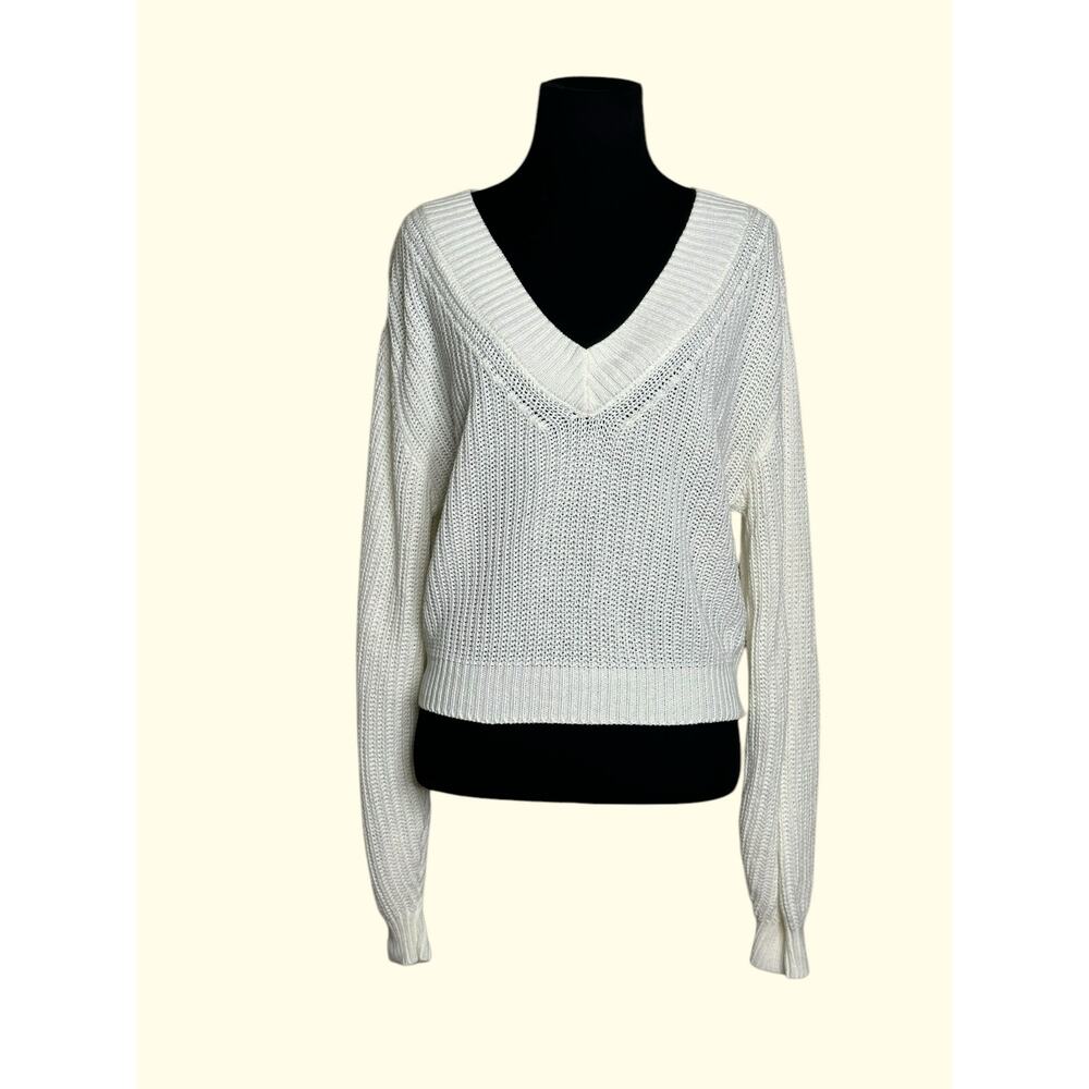 Divided off white v neck sweater size XS